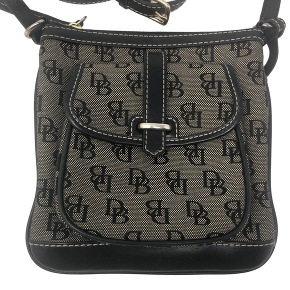 DOONEY & BOURKE Black Grey Canvas Logo Signature Crossbody Handbag - Picture 2 of 7